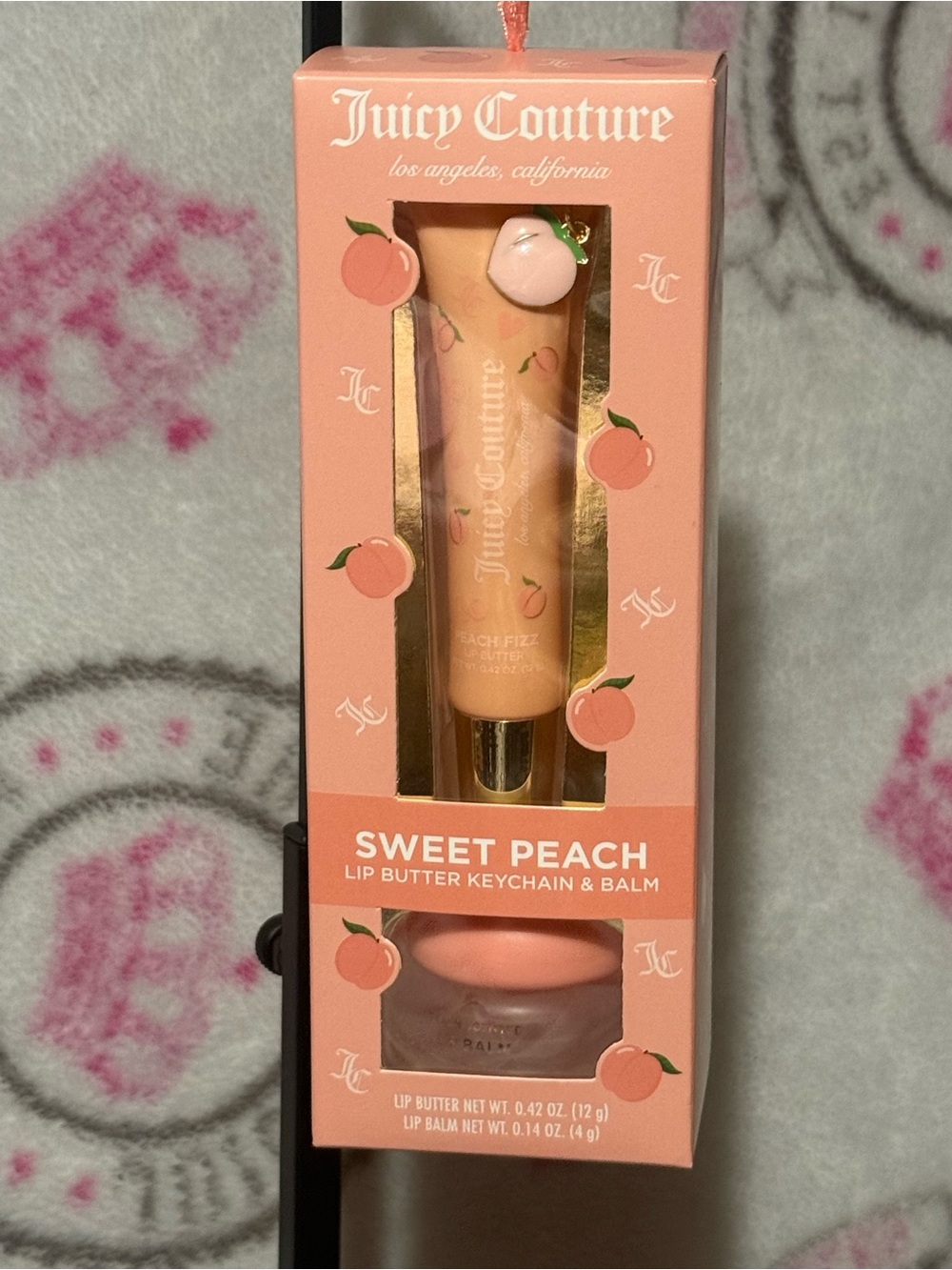 Juicy Couture Sweet Peach Lip Butter Keychain & Balm - Peach